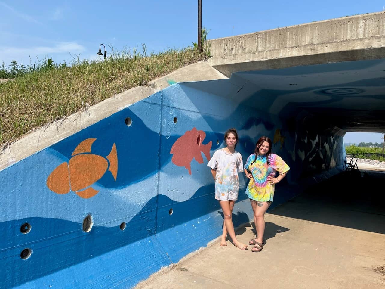 "A Walk Underwater" mural • on Dunton Locks Pathway • Artists: Lilly Baethke & Chloe Leegard