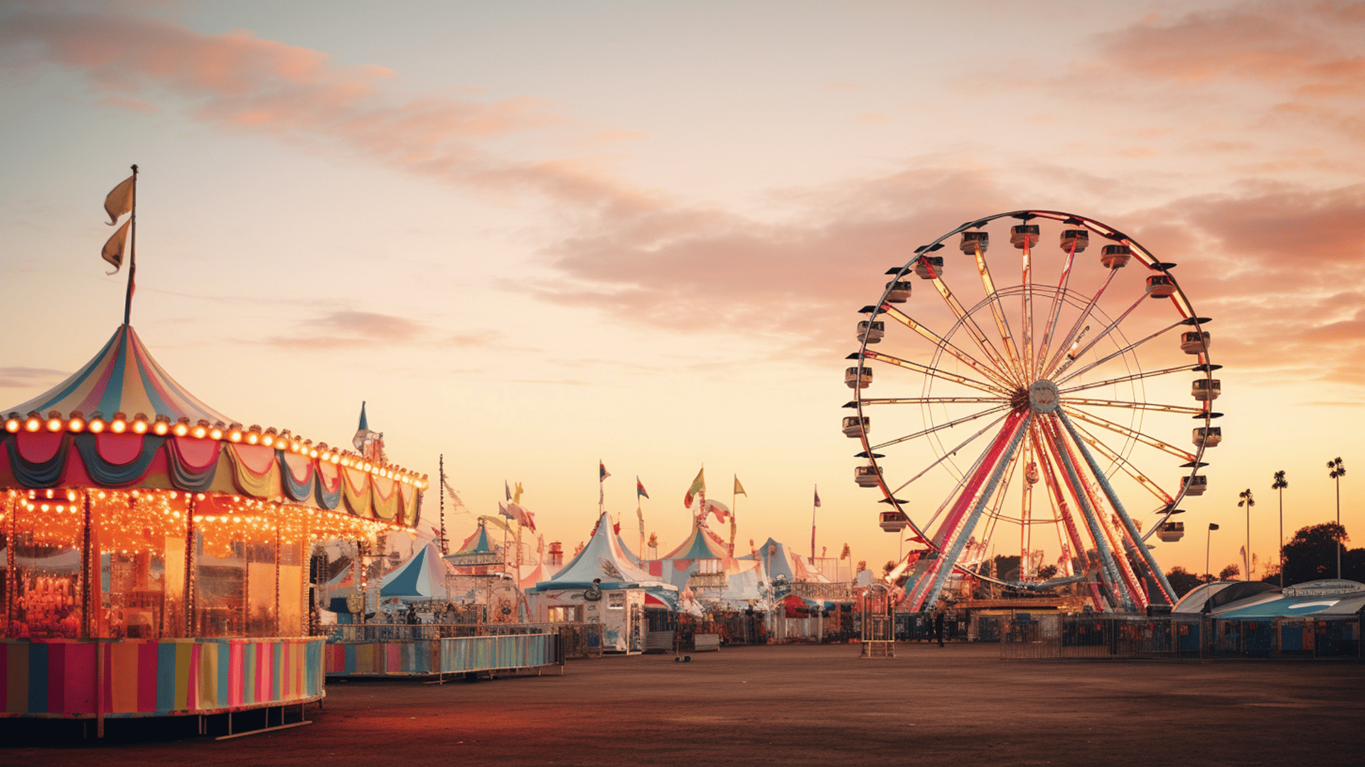 photo of a county fair at sunrise