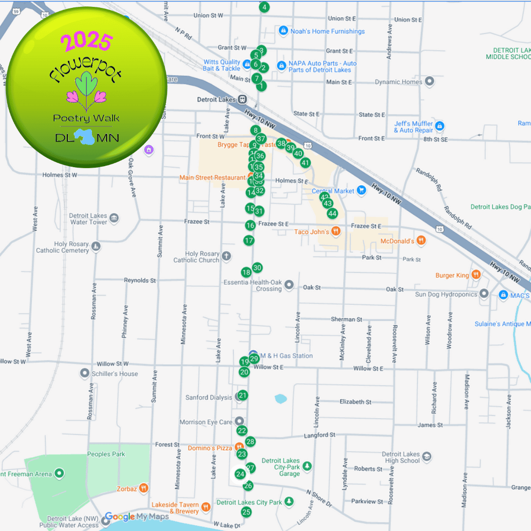 2025 Flowerpot Poets Map with location markers