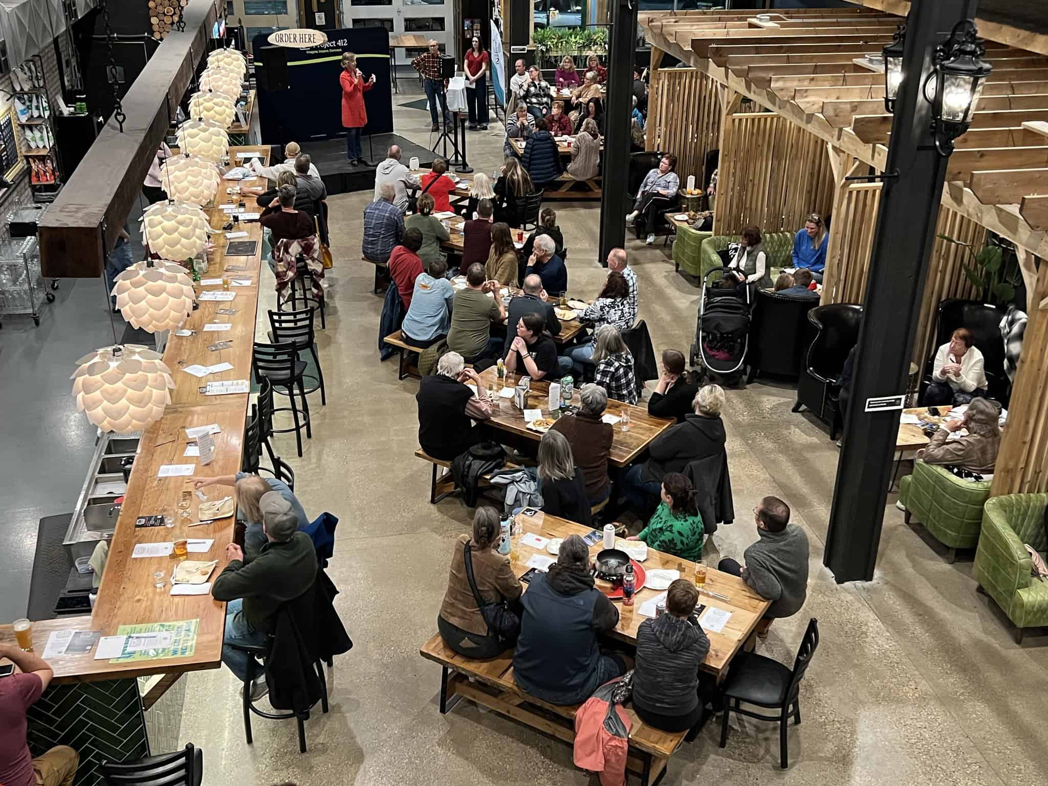 Hot Dish audience at Bucks Mill Brewery